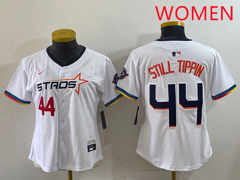 Women Houston Astros 44 Still Tippin White Four generations Joint Name 2025 Nike MLB Jersey style 5
